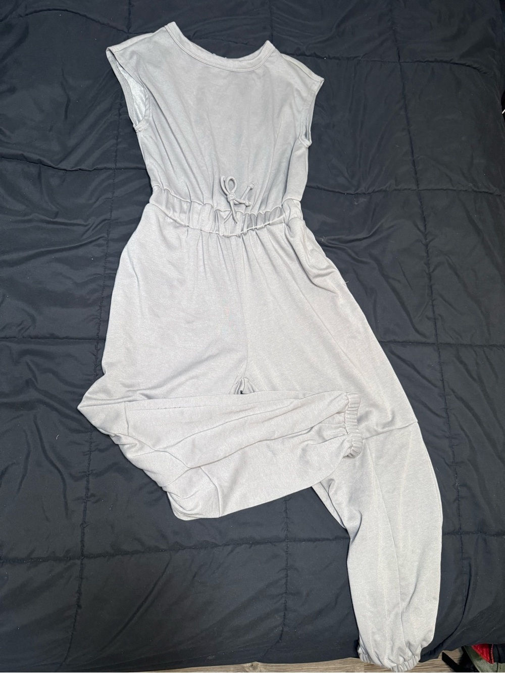 Liam and Co Sleeveless Light Gray Jogger Jumpsuit